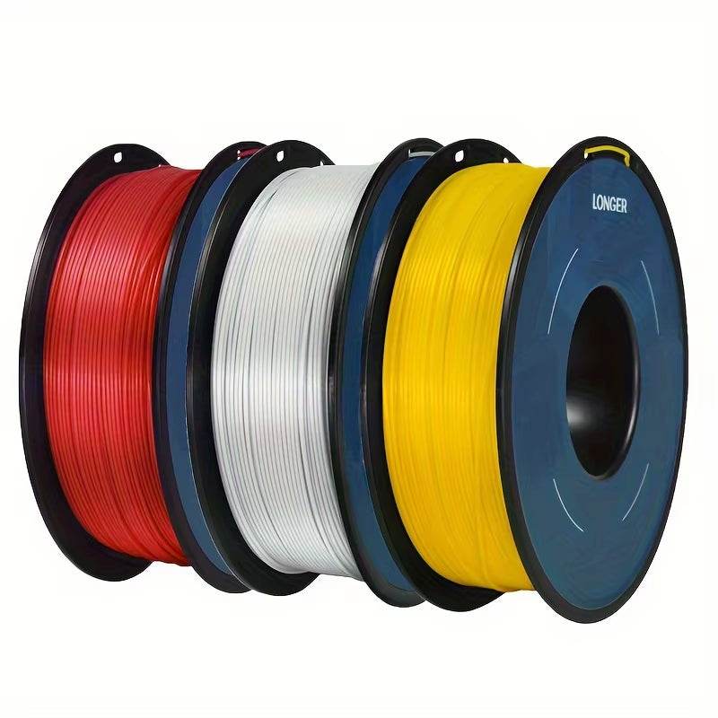 Premium 3KG PLA 3D Printing Filament Set - 1KG Light Gold, 1KG Silver, 1KG Yellow, 1.75mm Diameter