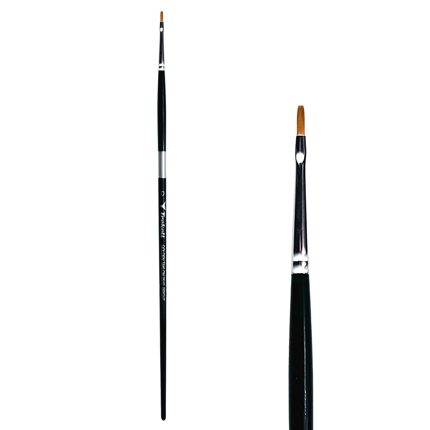 Trekell Golden Taklon Long Handle Artist Brush - Size #0 Bright
