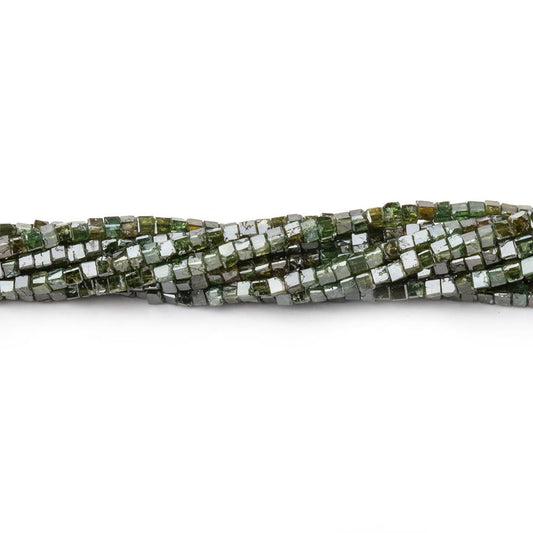 1-1.7mm Olive Green Diamond Unfaceted Cube Beads 15 inch 290 pieces