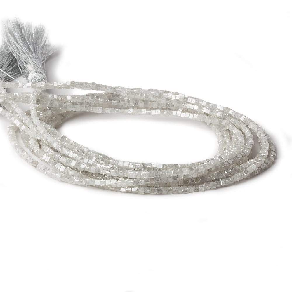 1-2mm White Diamond Unfaceted Cube Beads 14 inch 295 pieces