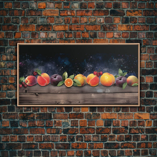 Colorful Fruits Wall Art, Food Wall Decor, Vibrant Art, Kitchen Wall Art, Panoramic Wall Decor, Canvas Print, Wall Art, Framed Canvas Art