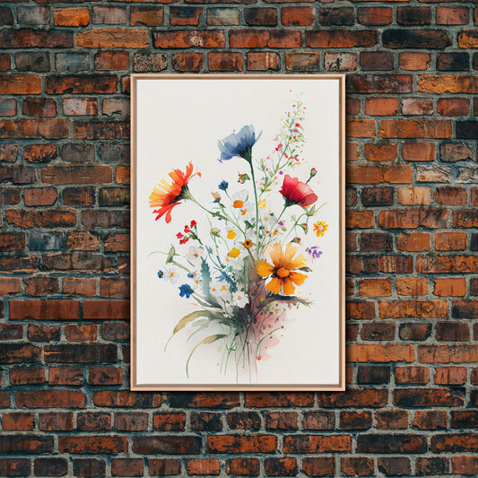 Colorful wild flowers, wildflower art, floral decor, fine art poster print