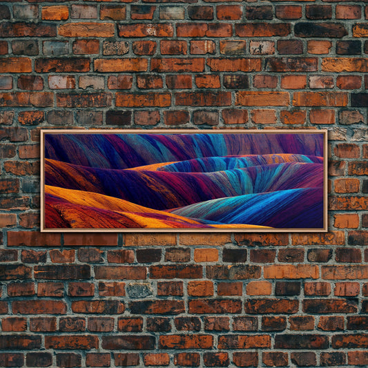Colorful Geology Art, Surreal Rock Art, Extra Large Wall Art, Framed Panoramic Canvas Print, Framed Wall Decor