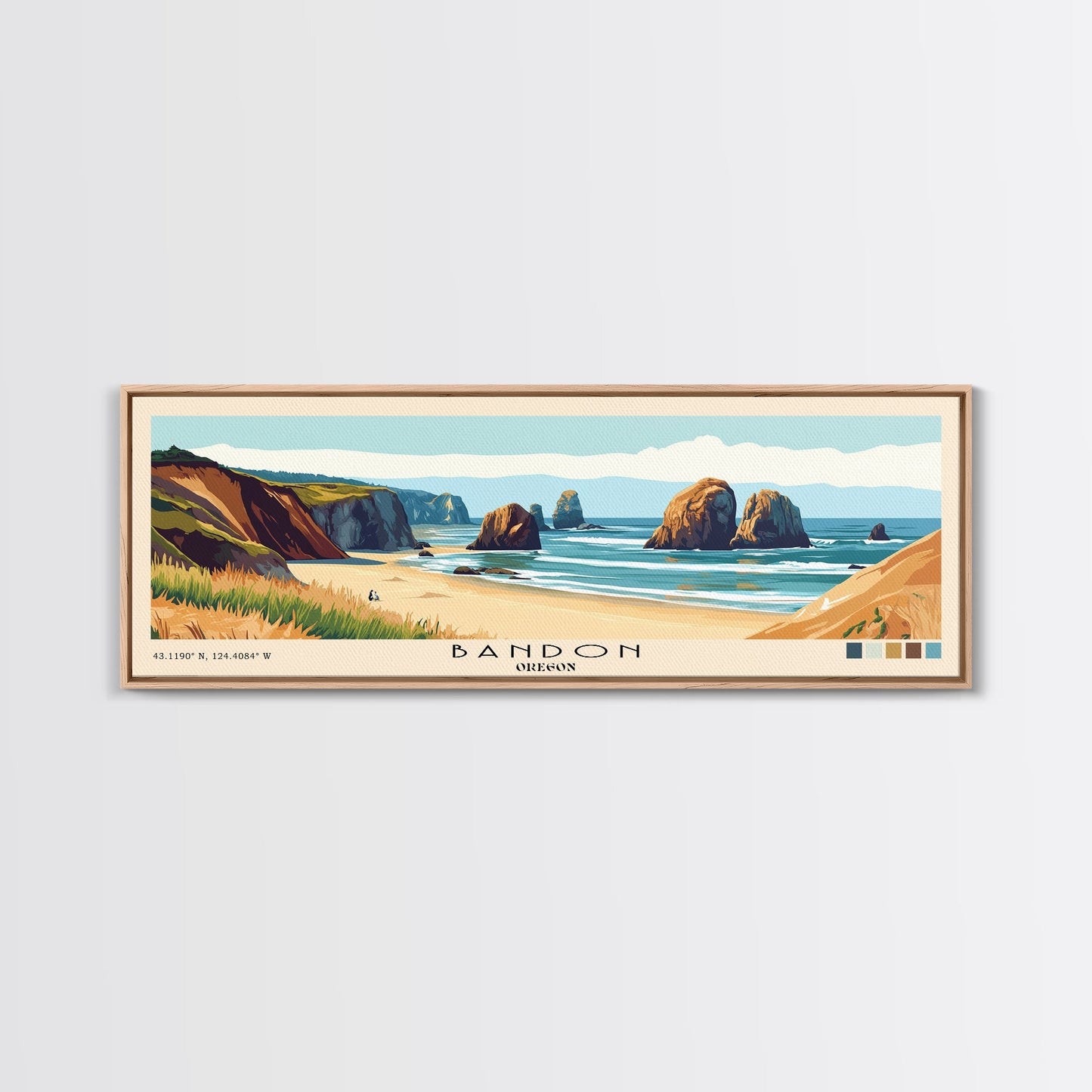 Bandon, Oregon Panoramic Print, Vacation Gift, Oregon Wall Art, Vacation Wall Art, Vacatation Memories, Beach Decor, Beach Or Lakehouse Art