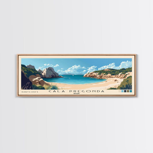 Cala Pregonda, Spain Panoramic Print, Vacation Gift, Spain Wall Art, Beach Painting, Beach Decor, Beach Or Lakehouse Art