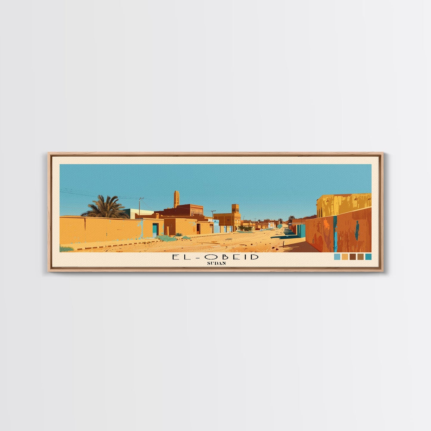 El-Obeid, Sudan Panoramic Canvas Print, El-Obeid, Sudan Painting, Sudan Art, El-Obeid Travel Poster, Travel Art, Vacation Gift