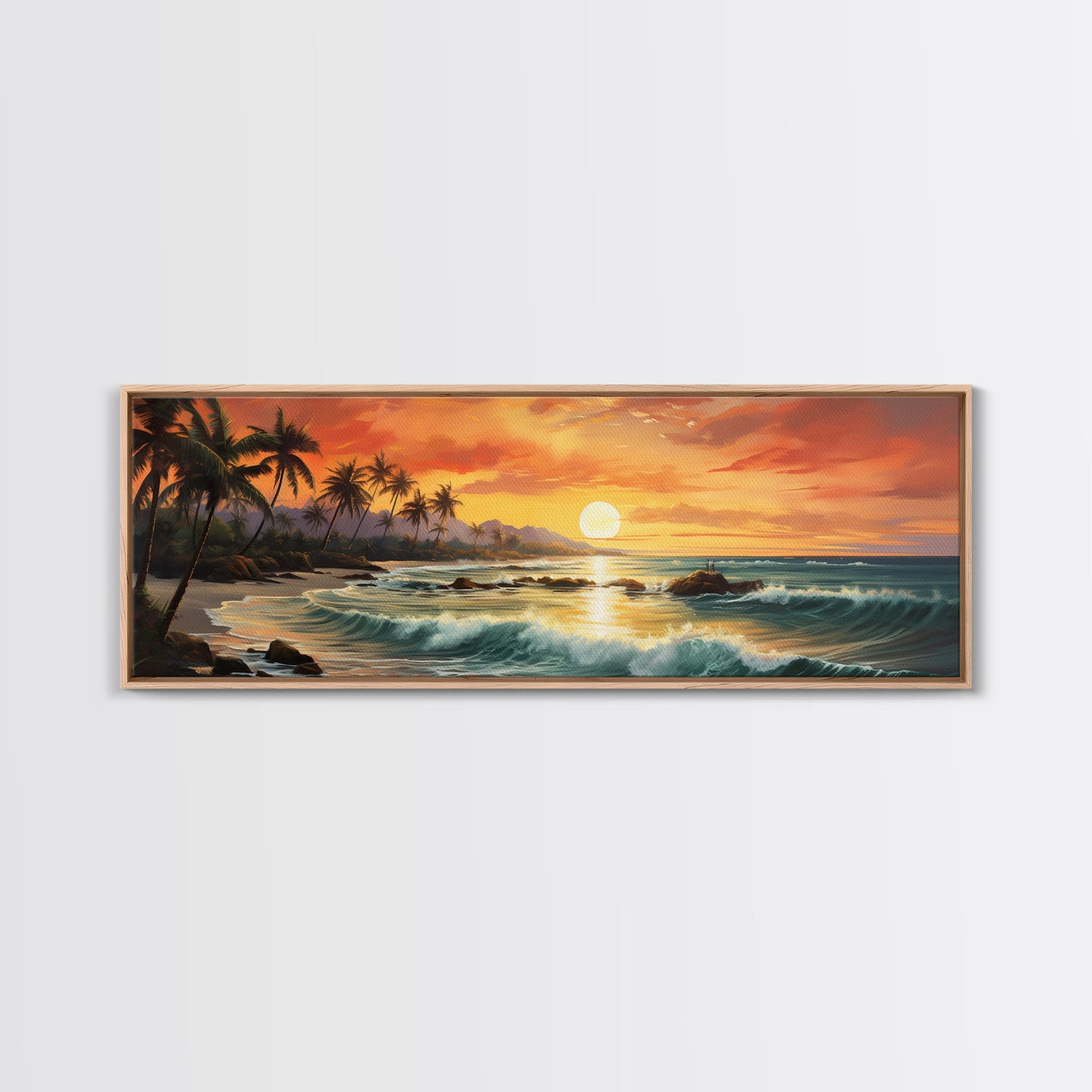 Tropical Ocean Beach canvas prints Sea landscape Nautical photo Coastal Framed Art Sea wave canvas Extra large wall art Ready to hang