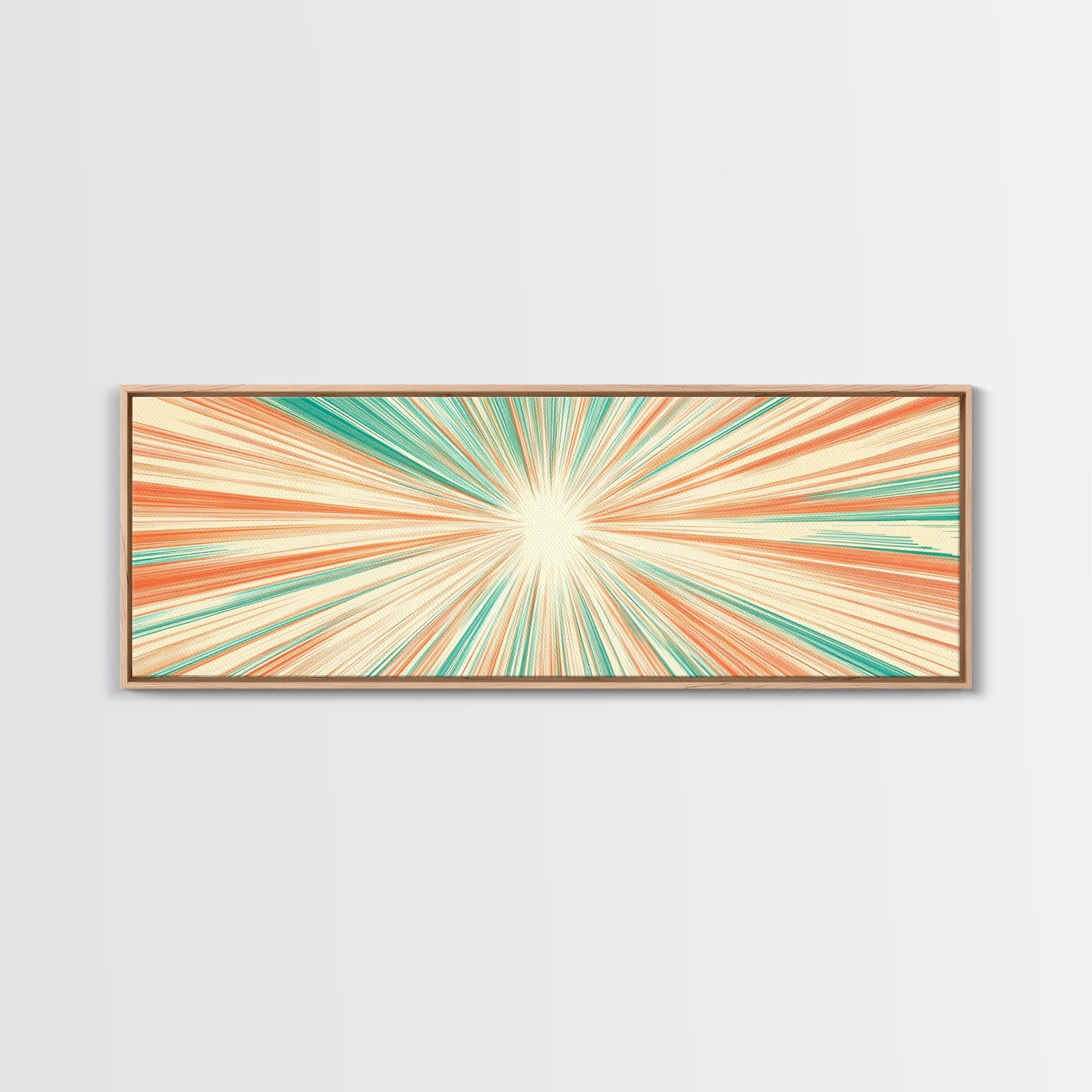 Mid Centery Modern Canvas Print - Framed MCM Style Wall Art, Orange and Green Star Burst - Art Deco Modern Art - Above Sofa Decor