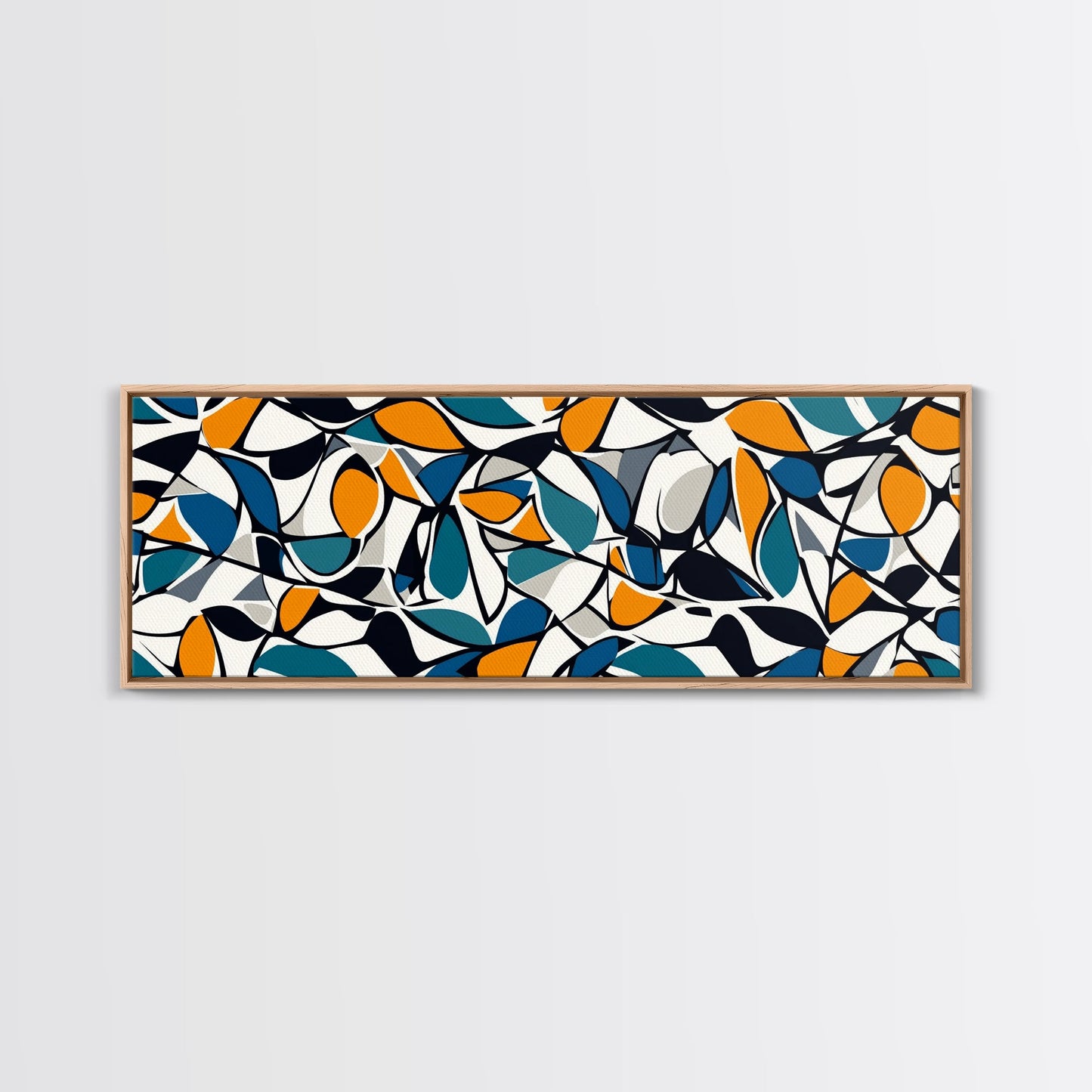 Mid Century Modern Art - Floral Abstract Pattern - Panoramic Canvas Print - Retro Loft Art - Large Wall Art - Geometric Abstract Art