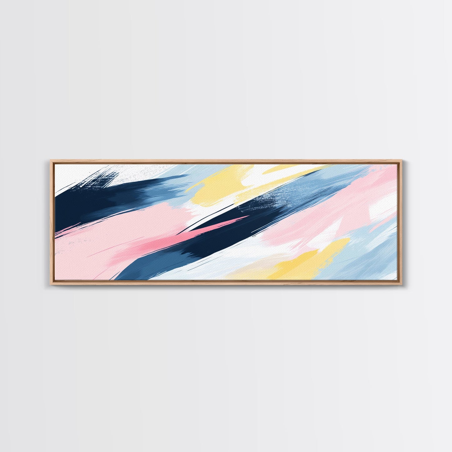 Pastel Abstract Brush Strokes Painting Print, Framed Canvas Art, Panoramic Extra Wide Office Decor, Living Room Or Bedroom Oversized Art