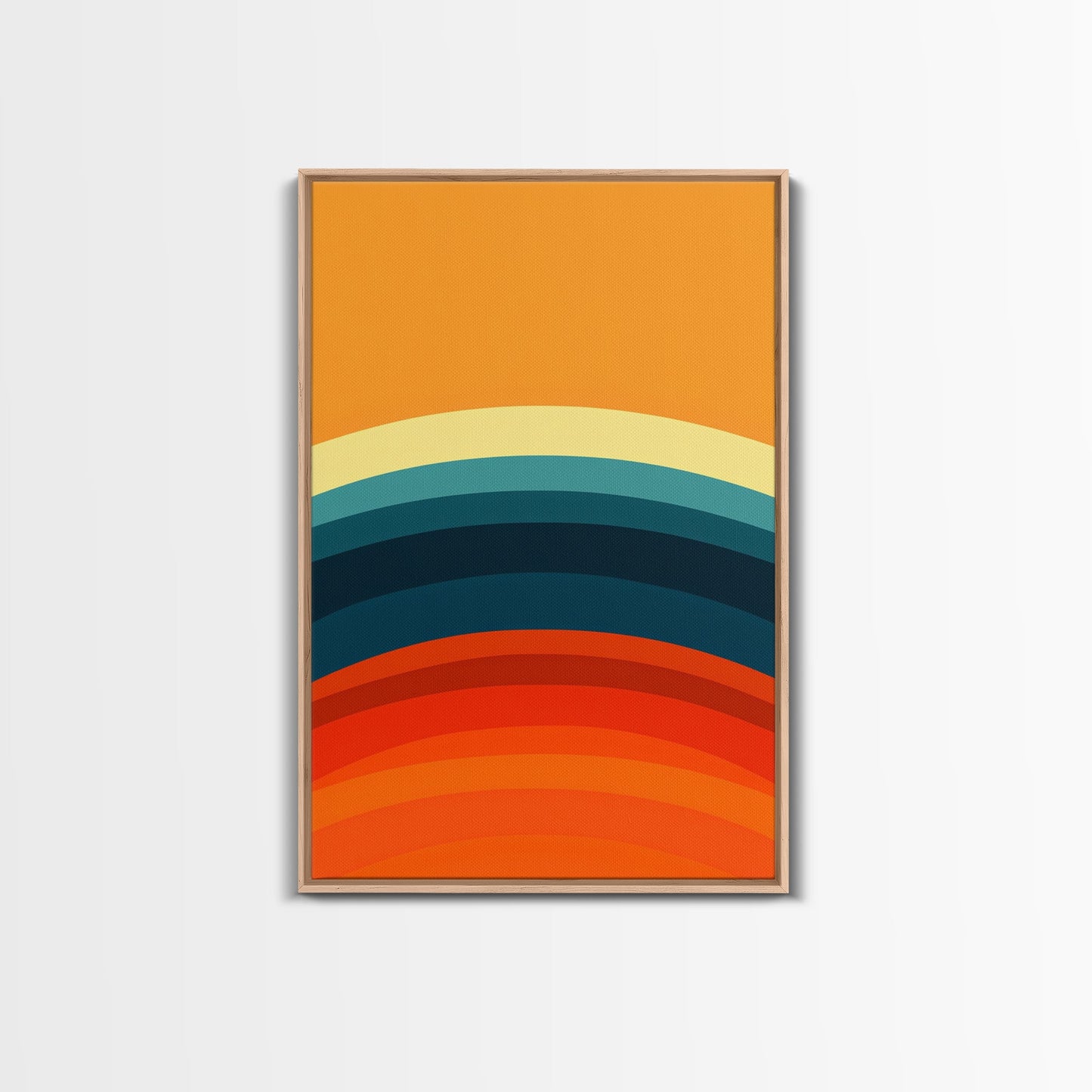 Shades Of The Sun Gradient Painting Print, Wood Framed Canvas, Minimalist Wall Art, Art Deco Inspired Living Room Decor