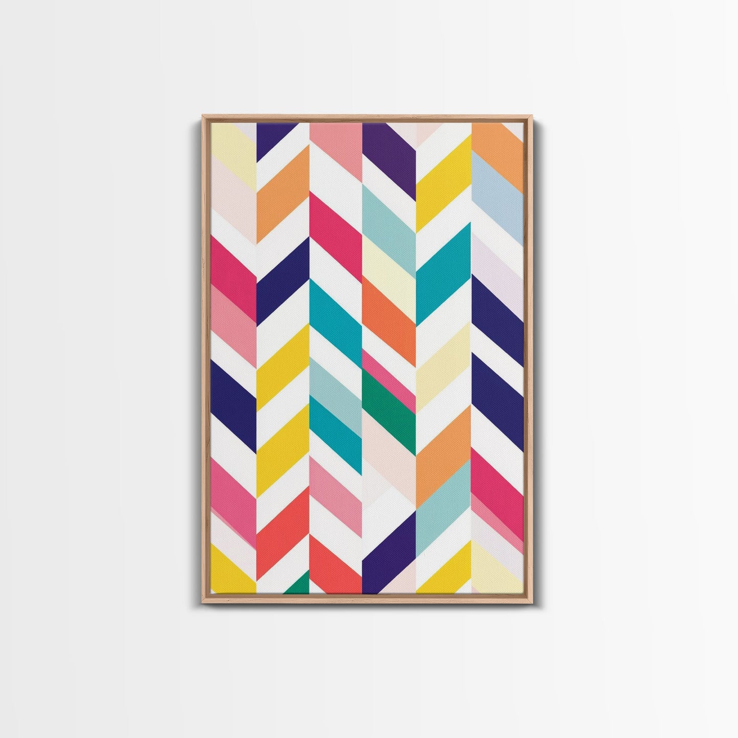 Pastel Chevrons Wall Art, Framed Canvas Print, Wood Framed Wall Art, Framed Wall Art, Gift Idea, Home Decor
