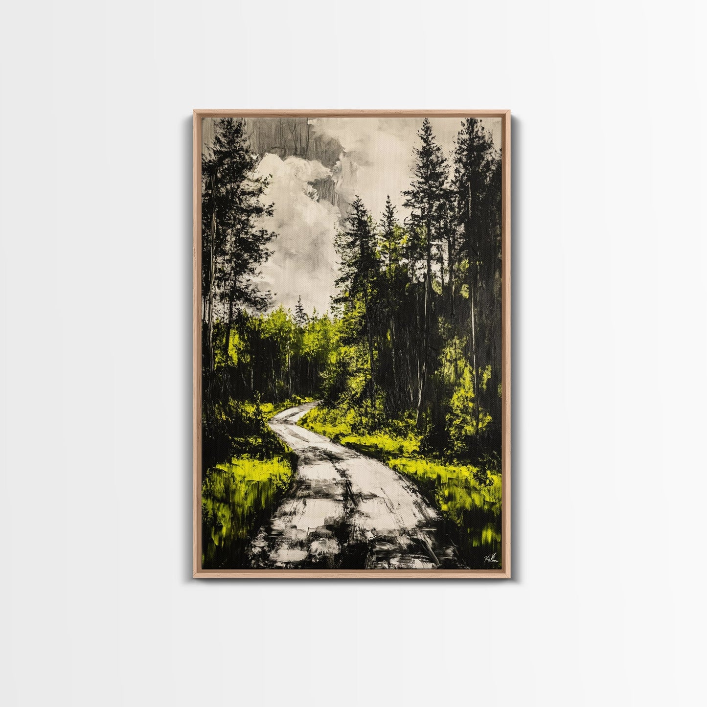 Forest Path, Nature Wall Art, Rustic Landscape, Cabin Decor, Outdoor Aesthetic, Greenery Painting, Framed Canvas Print
