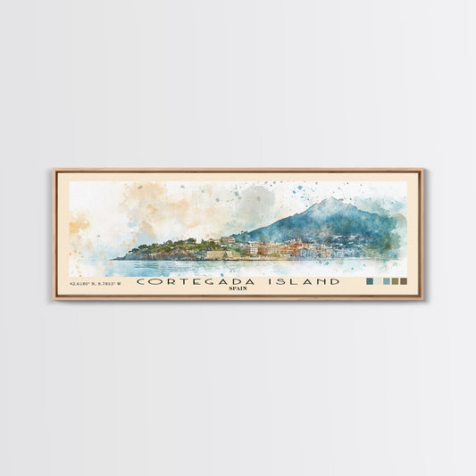 Cortegada Island, Spain Watercolor Beach Print, Vacation Gift, Spain Wall Art, Framed Canvas Print, Framed Beach Painting
