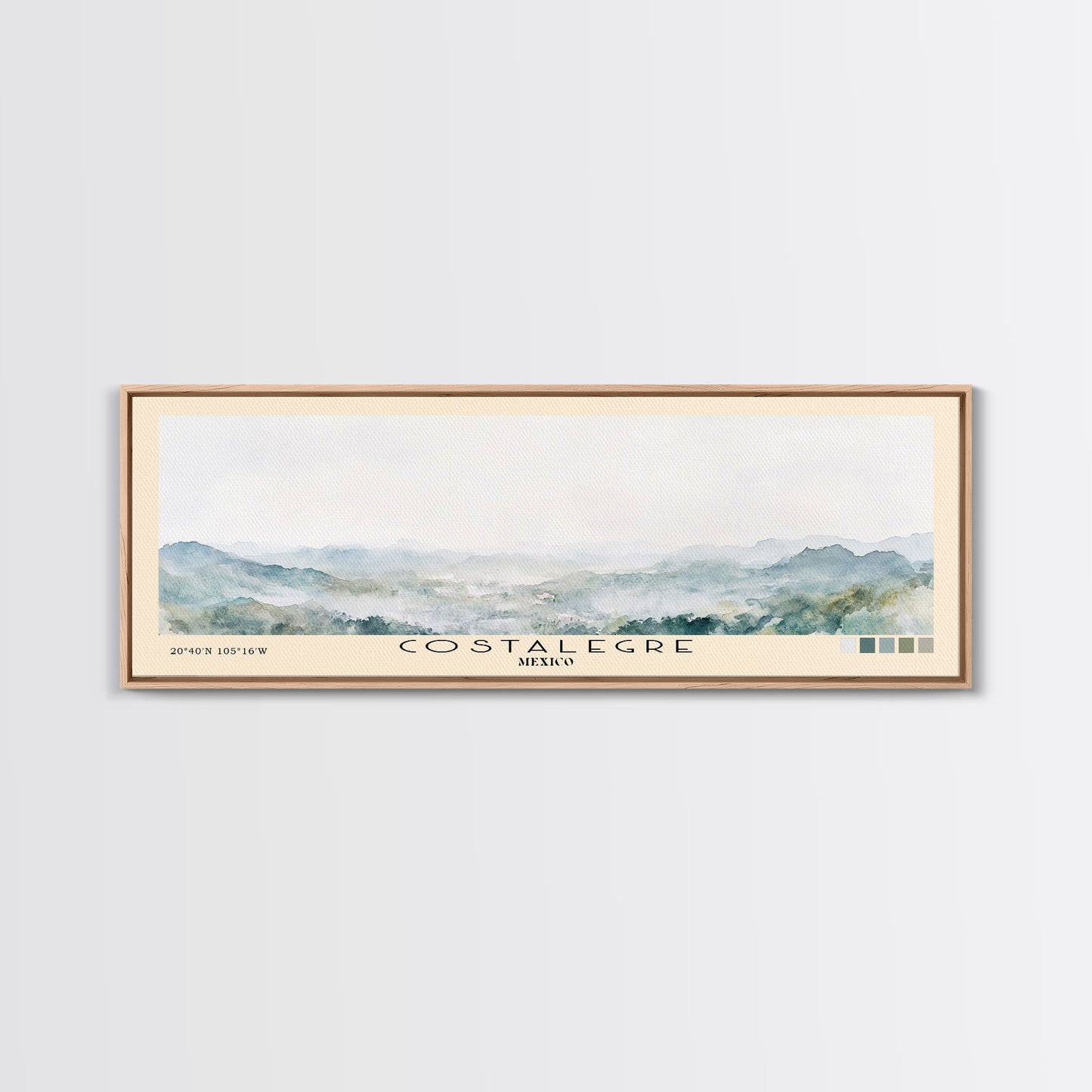 Costalegre, Mexico Watercolor Print, Vacation Gift, Mexico Wall Art, Beach Painting, Beach Decor, Large Wall Art, Wood Frame Art