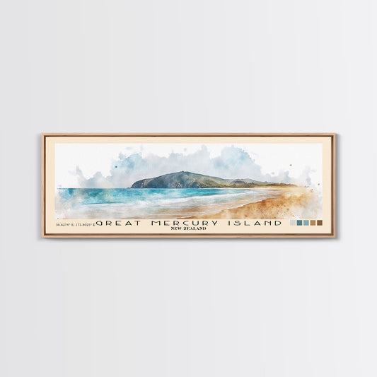Great Mercury Island, New Zealand Watercolor Print, Vacation Gift, New Zealand Wall Art, Vacation Wall Art, Vacatation Memories, Beach Decor, Beach Or Lakehouse Art