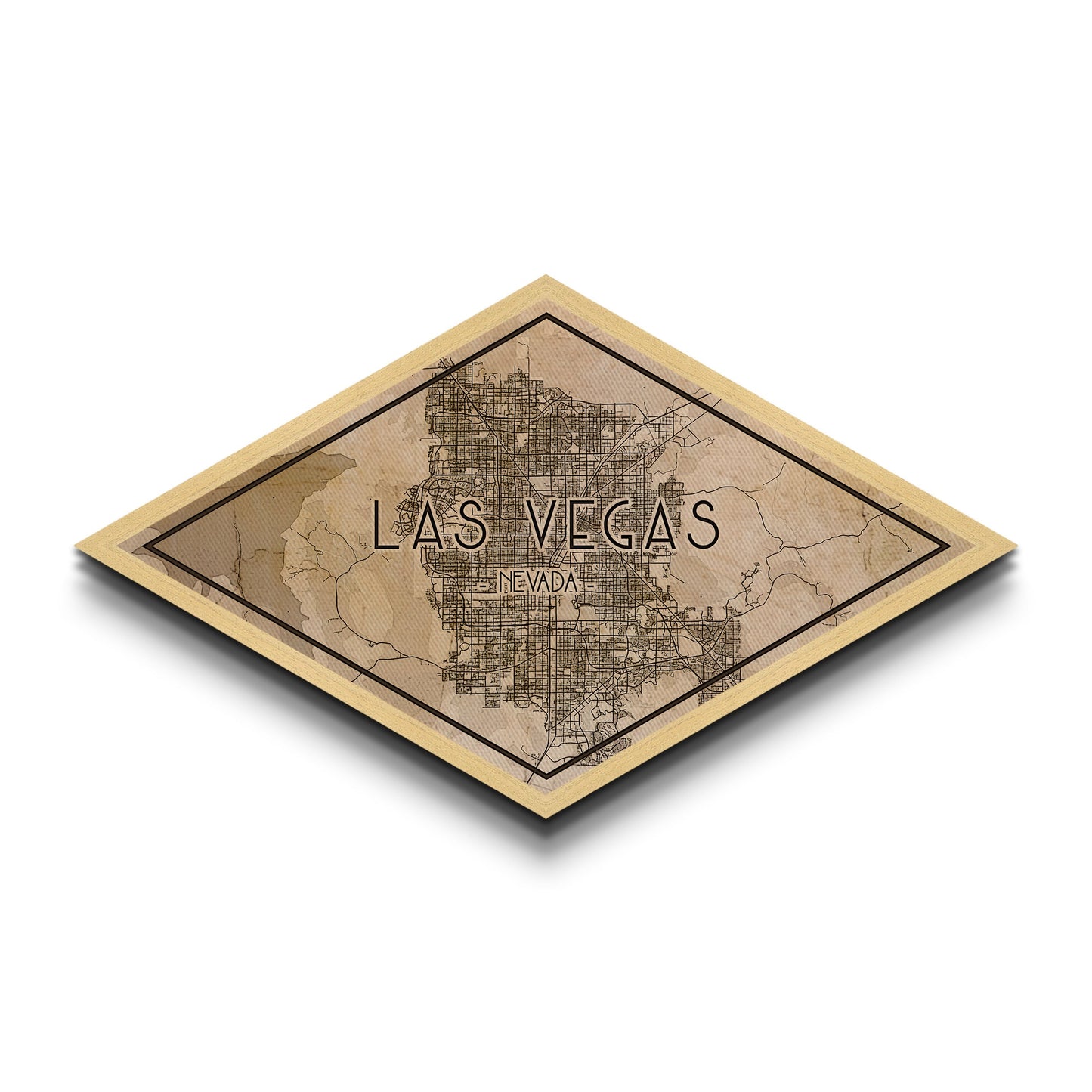 Las Vegas Diamond Shaped City Map, Custom Diamond Shaped Wall Art, City Map Canvas
