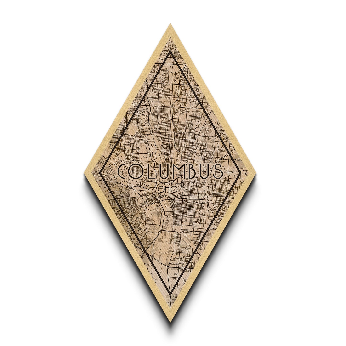Columbus Diamond Shaped Travel Poster, Custom Diamond Shaped Wall Art, City Map Canvas