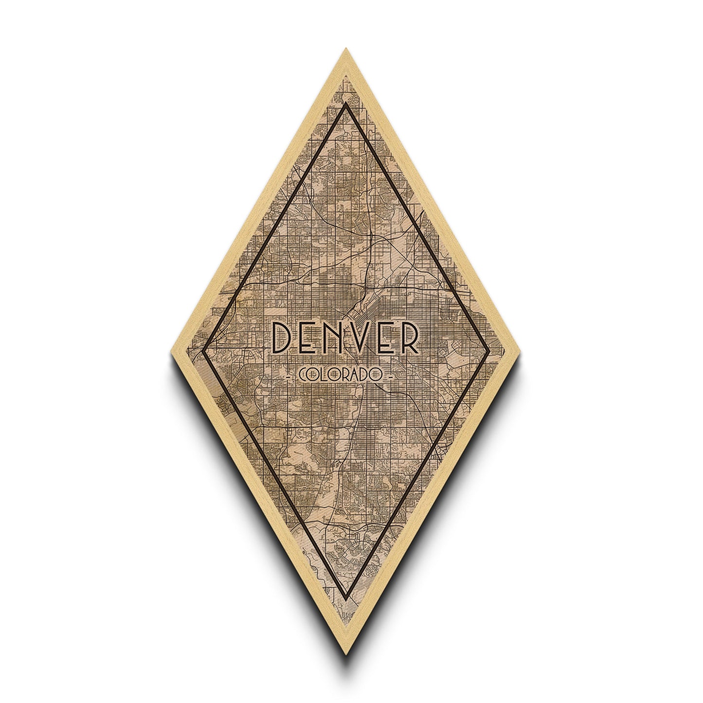Denver Diamond Shaped Travel Poster, Custom Diamond Shaped Wall Art, City Map Canvas