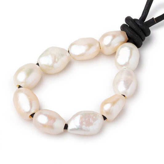 10-10.5mm Cream Large Hole Baroque Pearls Set of 10