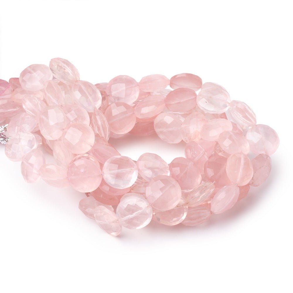 10-10.5mm Rose Quartz Faceted Coin Beads 8 inch 20 pieces