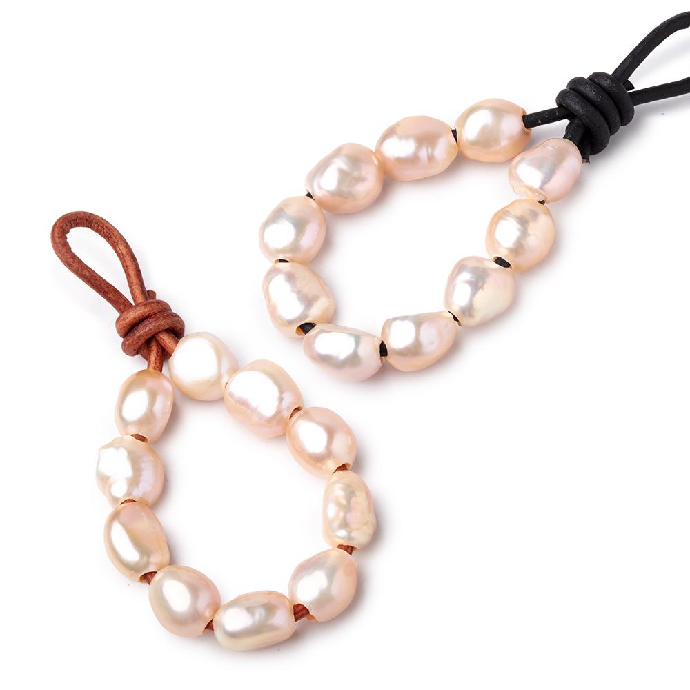 10-11mm Blush Salmon Large Hole Baroque Pearls Set of 10
