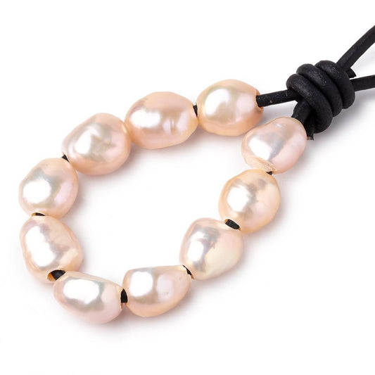 10-11mm Blush Salmon Large Hole Baroque Pearls Set of 10
