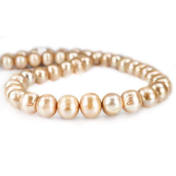 10-11mm Golden Off Round Freshwater Pearls 16  inch 42 pcs