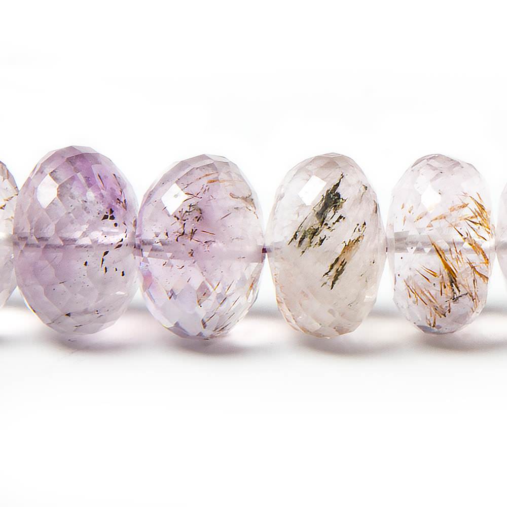 10-12mm Mossy Amethyst Faceted Rondelle Beads 16 inch 54 pieces AAA