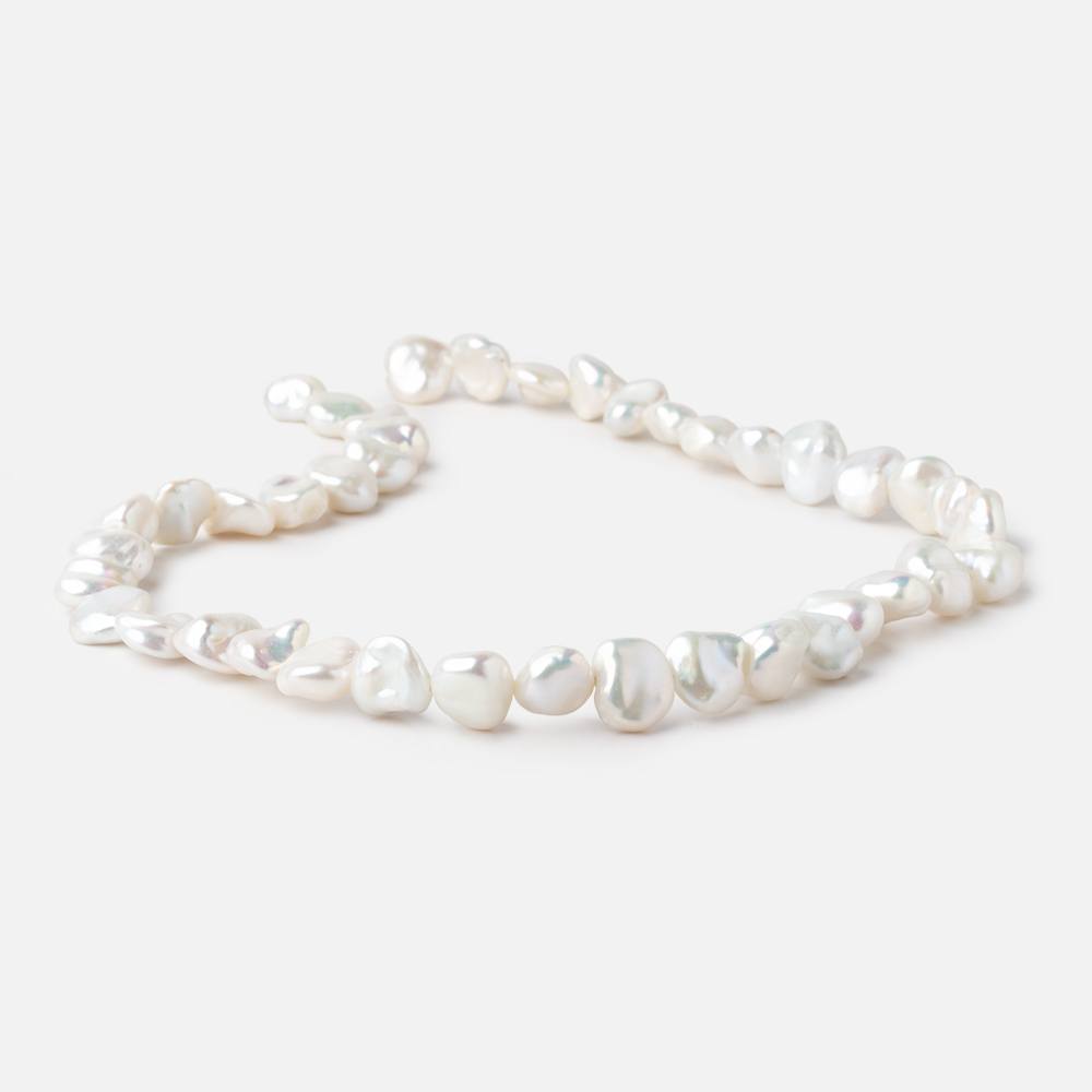 9mm Off White Keshi side drilled Freshwater Pearls 15.75 inch 40 Beads AAA
