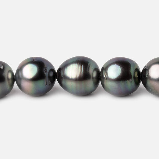 10-12mm Peacock Tahitian Round Saltwater Pearls 16 inch 36 pieces AA