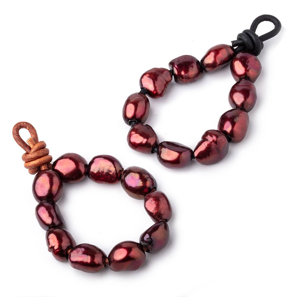 10-12mm Wine Red Large Hole Baroque Pearls Set of 10
