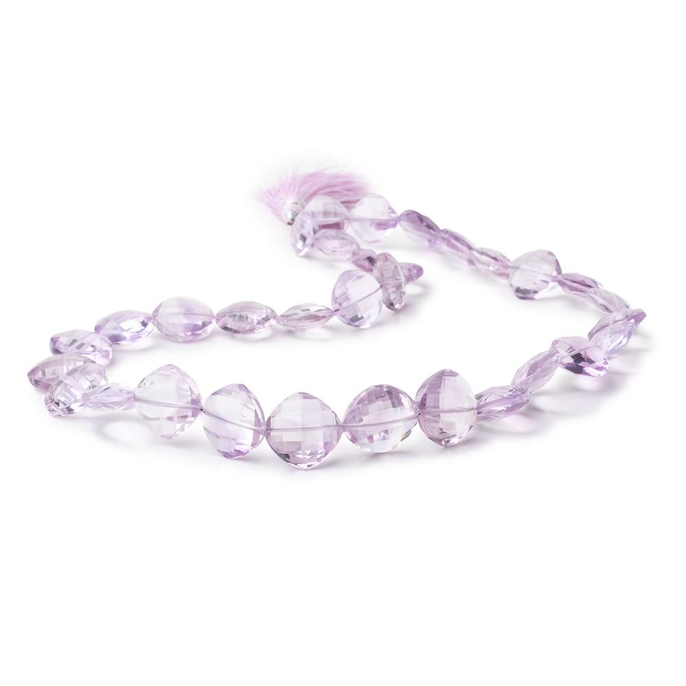 10-14.5mm Pink Amethyst Checkerboard Faceted Pillow Beads 16 inch 32 pieces