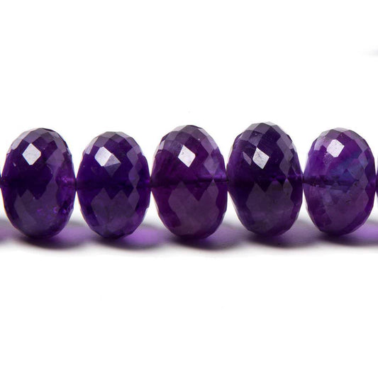 10-13mm Amethyst faceted rondelle beads 16 inch 56 pieces AAA