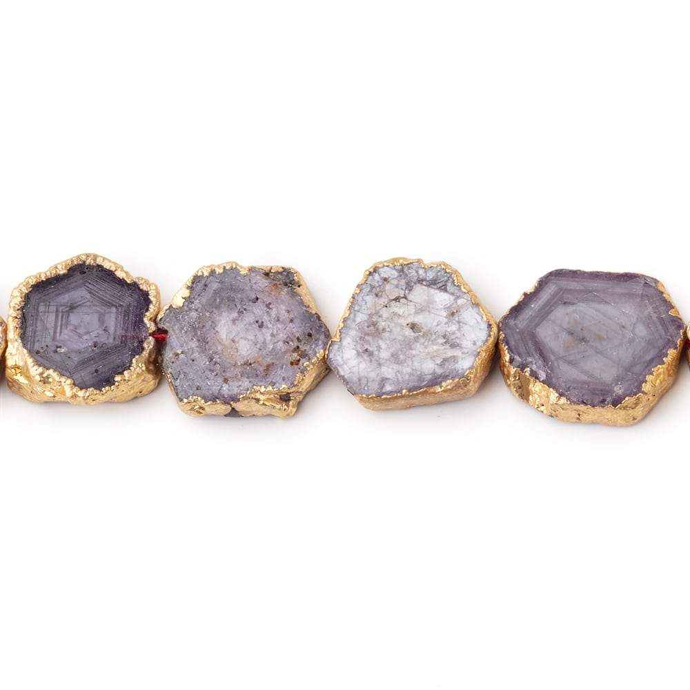 10-13mm Gold Leafed Corundum Slice Beads 14 inch 30 pieces