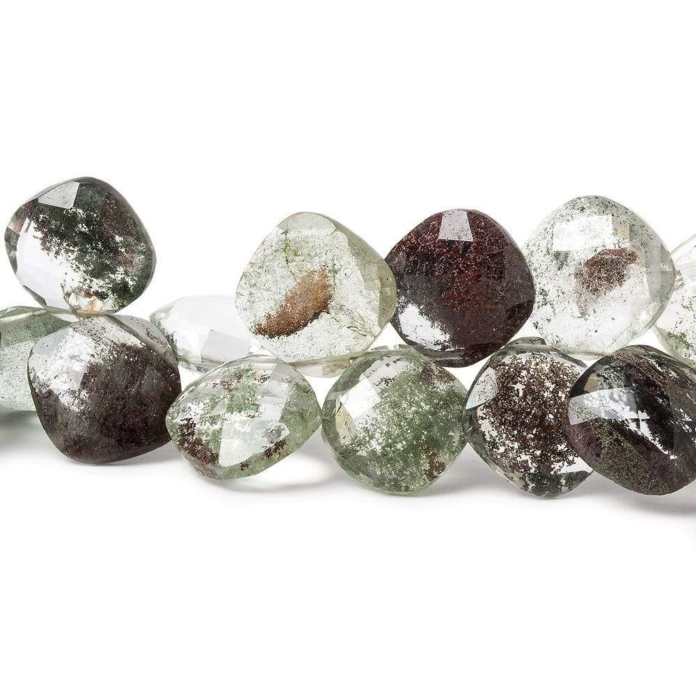 7-10mm Mossy Quartz Beads Corner Drilled Pillow 8 inch 38 pieces