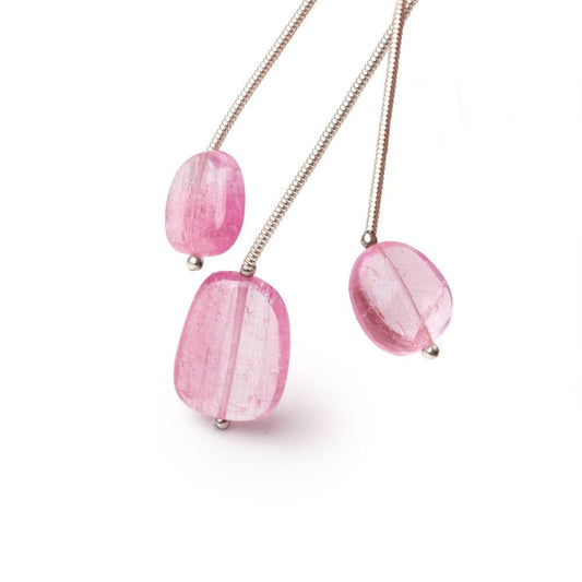 10-15mm Rubellite Tourmaline Plain Nugget Focal Beads Set of 3 AA