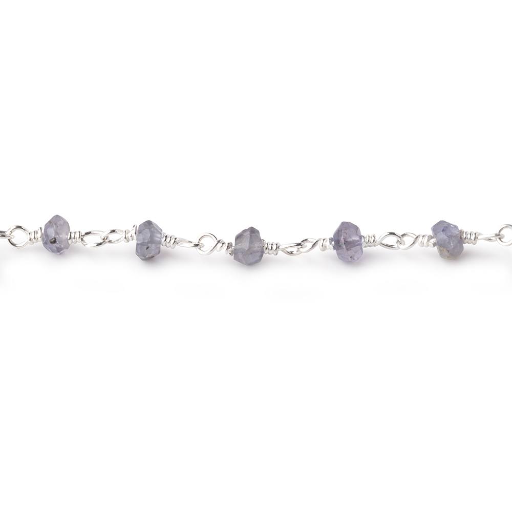 3-3.5mm Iolite faceted rondelle Silver plated Chain by the foot 39 pieces