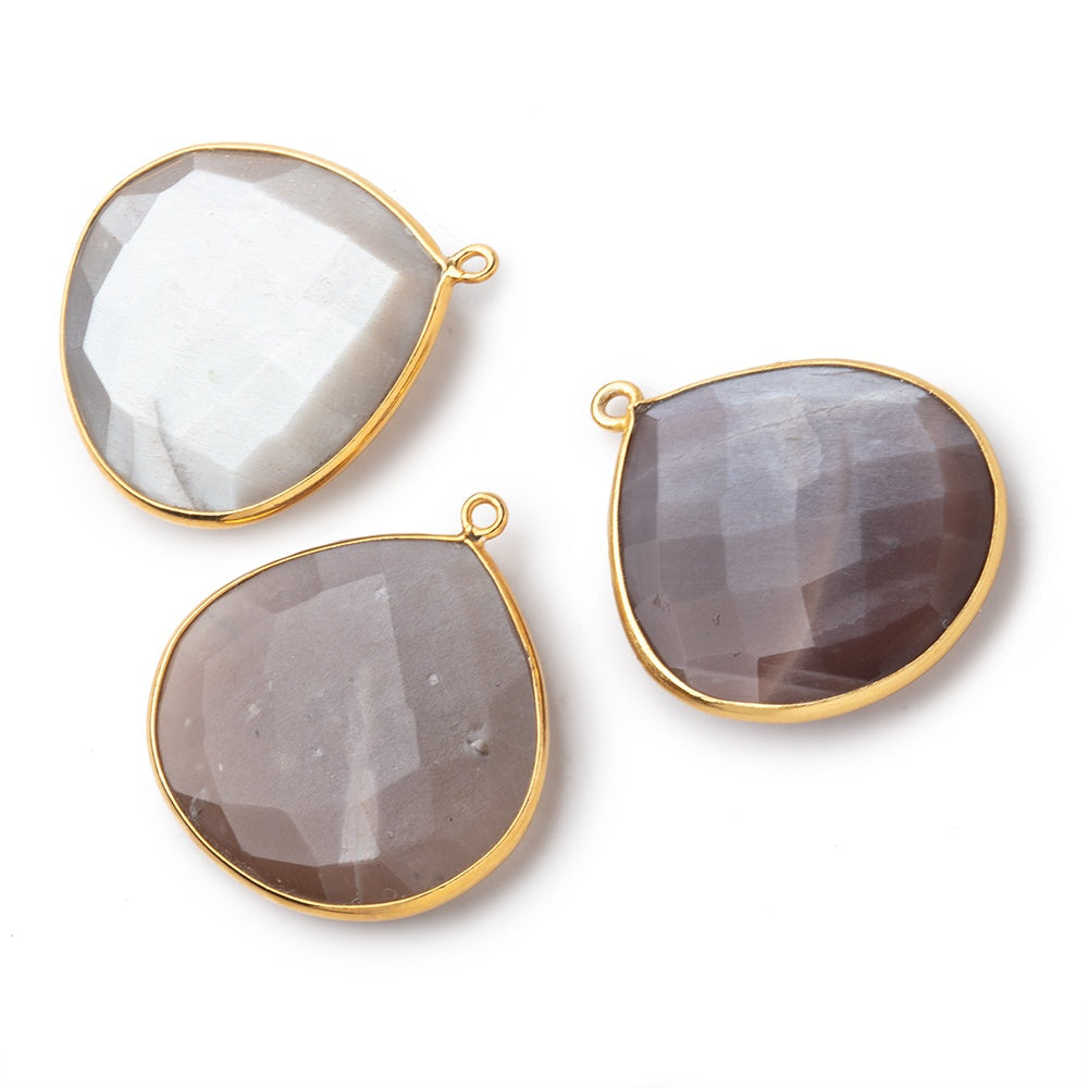 26x26mm Vermeil Bezeled Chocolate Moonstone Heart Focal Pendant 1 pc