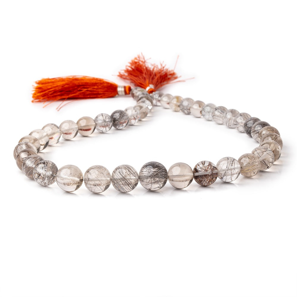 6.5-12mm Rutilated Quartz Plain Round Beads 14.5 inches 41 pieces
