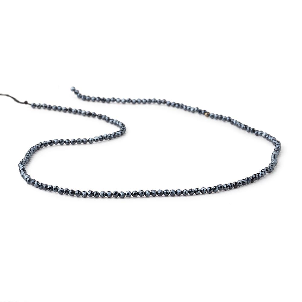 2mm Mystic Black Spinel micro-faceted rounds 13 inch 175 beads AAA