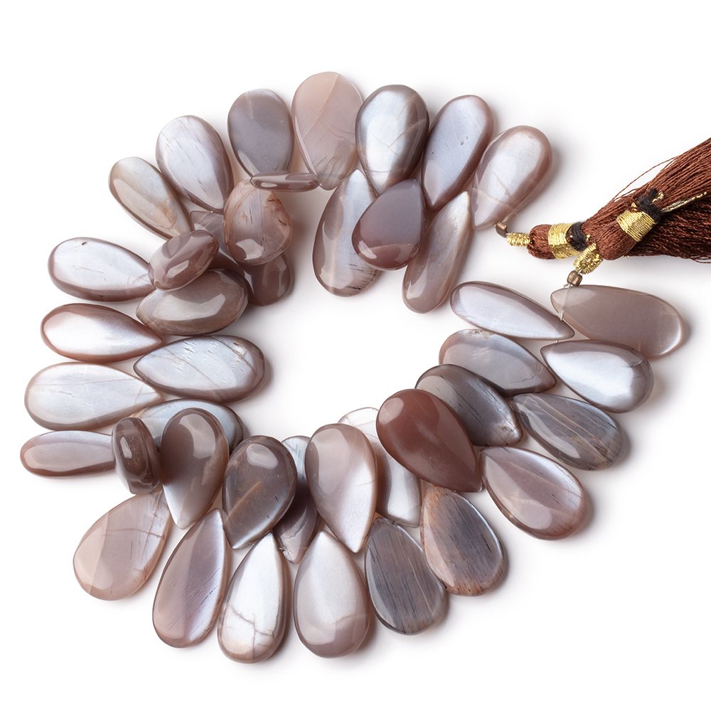 19.5x9-23.5x12.5mm Chocolate Moonstone Plain Pear 8 inch 40 Beads