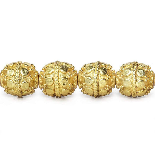10mm 22kt Gold Plated Copper Bead Round Dots 8 inch 18 pieces
