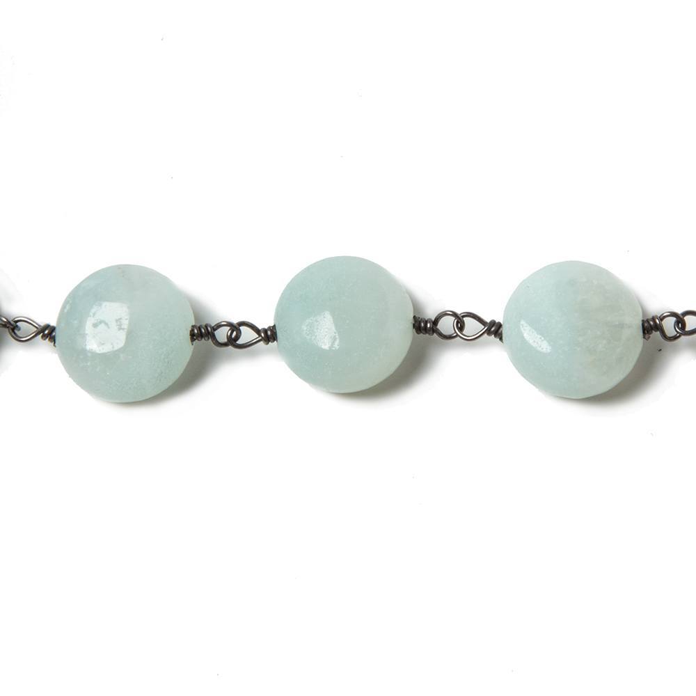 10mm Amazonite plain coin Black Gold plated Chain by the foot 20 pieces