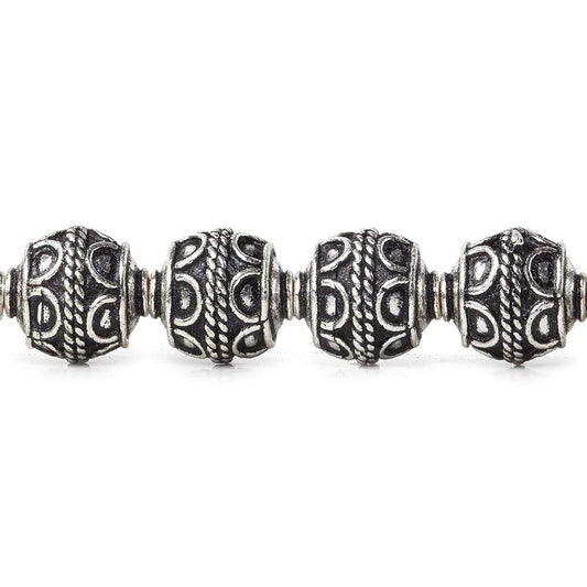 10mm Antiqued Sterling Silver Plated Copper Bead Roval, Simple Arch 8 inch 20 pcs