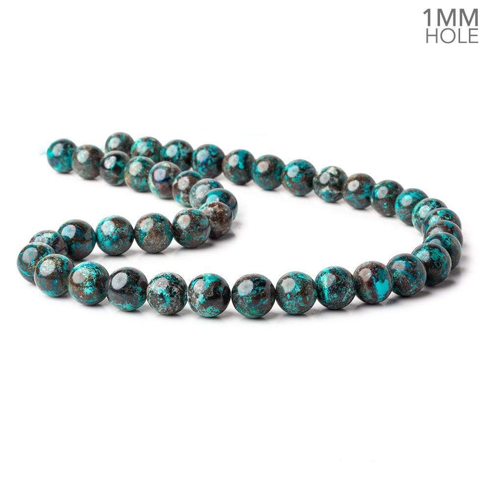 10mm Chrysocolla plain round large hole beads 15.5 inch 41 pieces A