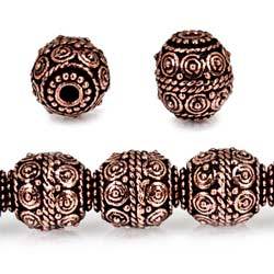 10mm Copper Bead Bead Round Concentric Circles 8 inch 18 pcs