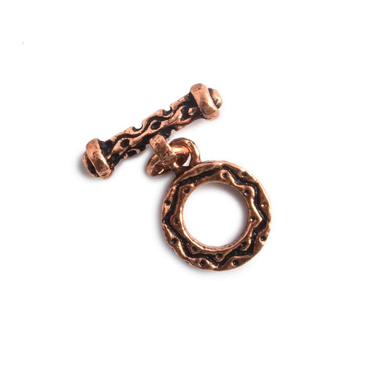 10mm Copper Round Toggle, Antiqued Set of 5