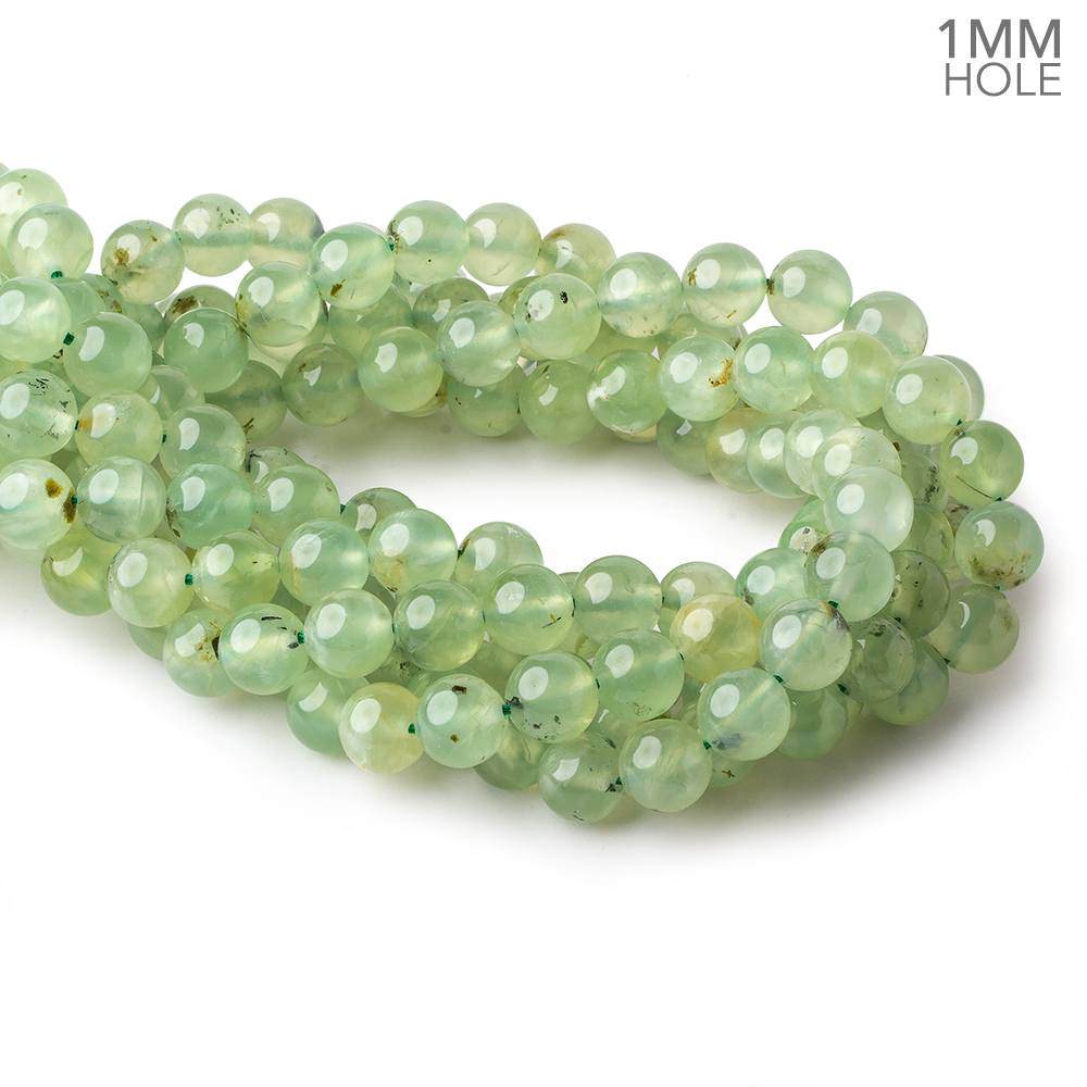 10mm Dendritic Prehnite plain round large hole beads 15.5 inch 41 pieces A