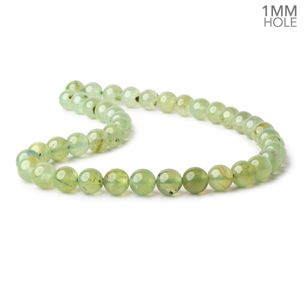 10mm Dendritic Prehnite plain round large hole beads 15.5 inch 41 pieces AA
